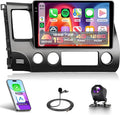 4G 128G Android Car Stereo for Honda Civic 2006-2011, Wireless CarPlay & Android Auto, 5GHz WiFi GPS, 10.1'' Touchscreen, Bluetooth/FM/RDS, EQ, SWC + AHD Backup Camera