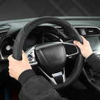 Customized Auto Car Steering Wheel Cover for Honda Accord Civic CR-V HR-V Pilot Fit Passport Odyssey 14.5-15inch(Black-Standard Size)
