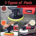 Rotary Buffer Polisher,1200W 6-inch/ 7-inch Car Buffer,Car Polisher Waxer Kit with 6 Variable Speed 1000-3500RPM & 4 Polishing Pads,Detachable Handle for Boat,Car Polishing and Waxing