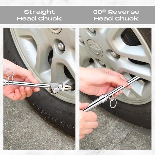 10 Pack Tire Pressure Gauge Silver Heavy Duty Air Pressure Tire Gauge Dual Head Semi Truck Tire Pressure Gauge Range 10-150 Psi, Extended Tube Tire Gauge Suitable for Semi Truck, and Bus