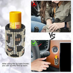 Upright Car Chapstick Holder, Bling Insulating Lip Balm Holder,Rhinestone Car Accessories for Women Interior,Suitable for Most Vehicles. (Leopard print)