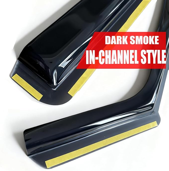 Smoke in-Channel Rain Guards Window Visors Compatible with Chevrolet Silverado 1500 & GMC Sierra 1500,2019-2026 Only for Crew Cab, Window Deflectors Vent Deflector Sun Shade Pickup Truck Accessories
