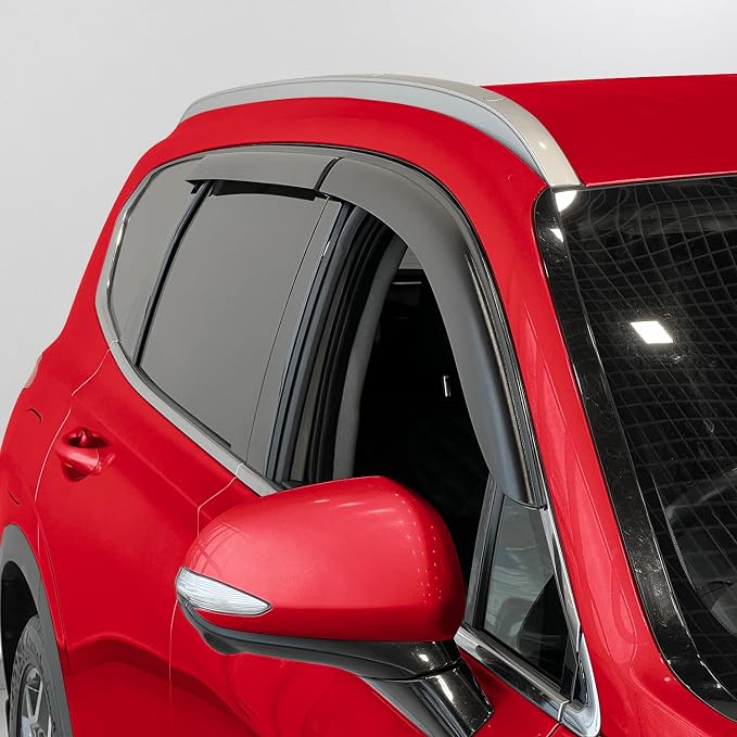 Voron Glass Tape-on Extra Durable Rain Guards for Hyundai Santa Fe 2019-2023, Window Deflectors, Vent Window Visors, 4 Pieces - 100943