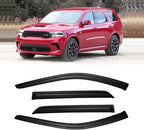 Window Visor for 2011-2024 Dodge Durango(not fit 2021 GT), Out-Channel Rain Guards Shields Vent Deflector Shade Wind Dark Smoke 12 13 14 15 16 17 18 19 20 21 22 23 24, Tape-On Outside-Mount, 4PCS