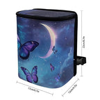 Butterfly Moon Cloud Galaxy Print Car Trash Can with Lid, Leak Proof Auto Trash Bag Hanging Vehicle Garbage Can Multipurpose Storage Container for Back Seat Road Trip