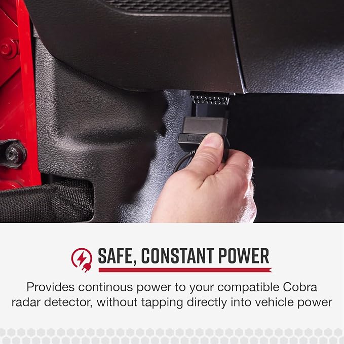 OBDII to Barrel Connector Power Cord with for Cobra Radar Detectors, Compatible with Cobra RAD350 380 450 480i 700i for Windshield or Mirror Mount Applications