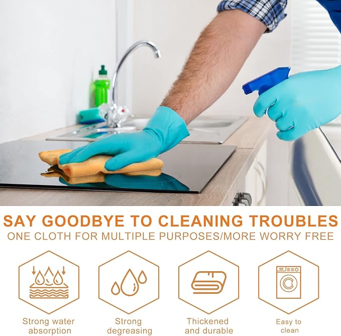 Microfiber Cleaning Cloths for Cars 16 x 16 Inch Ultra Absorbent Car Towels Drying Reusable Cleaning Supplies House Kitchen Window Microfiber Towel(Yellow,60 Pcs)