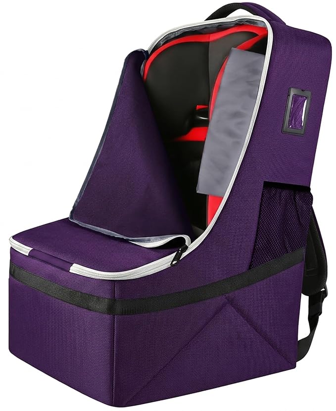 Padded Carseat Travel Bag for Airplane, Car Seat Travel Backpack with Shoulder Straps, Gate Check Car Seat Bags for Air Travel, Toddler Airplane Travel Essentials