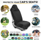 Waterproof Sweating Car Seat Cover for Post Gym Workout, Running, Swimming, Beach and Hiking, Universal Fit Non-Slip Towel Bucket Seat Protector for Cars SUV Trucks, Machine Washable (Black)