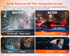 Oil Film Cleaning Brush for Car Windshield, 100g Glass Oil Film Remover with Reusable Cleaning Board, Removes Smudges & Water Spots, Anti-Fog for Safe Driving & Rainproof Prep