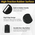 Solid Rubber Wheel Chock 2-Pack | 8" x 4" x 6" Heavy-Duty Tire Stop | Non-Slip Traction Pads | Built-in Handle | All-Weather Vehicle Safety Block | Black | (70472)