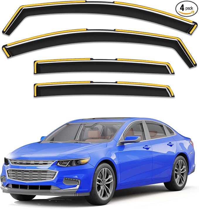 in-Channel Window Rain Guards Fit for Chevy Malibu 2016-2025(9 Gen),Rain Guards Visors Vent Visors Window Deflector, Vent Shades Car Accessories -4 pcs