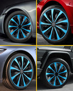 Hubcaps,16 inch hubcaps Set of 4, Wheel Rim Cover ABS Material, Snap On Car Truck SUV Replacement, for Toyota Camry Nissan Mazda etc, Black & Blue