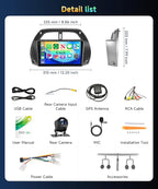 4G+128G Car Radio for Toyota RAV4 2001-2006 Stereo 9 inch in-Cell Screen Full Touchscreen Wireless CarPlay/Android Auto Android 15 Bluetooth DSP FM/RDS GPS WiFi SWC AHD Backup Camera