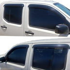 Exterior Tape On Window Visors Deflectors for Nissan Frontier Crew Cab 2005-2021,Side Vent Rain Guard Shade for Frontier 05-21 Crew Cab,Weatherproof & Easy Installation,Truck Accessories-4pcs