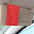 Car Sun Visor Organizer 6.02" x 4.76" Leather Multi-Pocket Visor Card Sleeve Pocket Car Truck SUV Interior Storage Pouch for Driving License Credit Cards Bills Sunglasses, Red