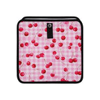 Car Trash Can Organizer Bin with Adjustable Strap for Back Front Seat Console Waterproof Leakproof Collapsible Portable 11 Inch Pink Juicy Checkered Cherry