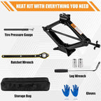 Portable Car Jack Kit, 2 Ton (4409 lbs) Scissor Jack for Car, Upgrade Emergency Spare Tire Changing Repair Kit, Scissor Jack Kit with Lug Wrench, Universal Vehicle Scissor Lift Jacks for SUV