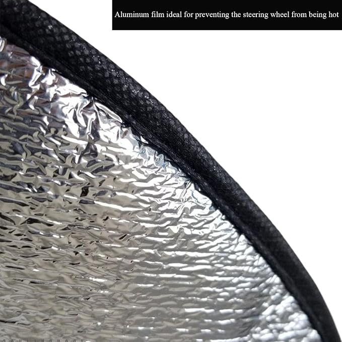Universal Car Steering Wheel Sun Shade Cover, 2PCS Heat-Resist Aluminum Foil Steering Wheel Cover for Most of Car SUV Truck Van,17.32x19.68inch/44x50cm