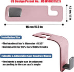Car Seat Back Hook Universal Auto Storage Hanger Suede with Metal Car Seat Organizer for Handbag Purse Coat Umbrellas Grocery Bags 2 Pack Pink