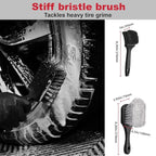 4PCS Wheel Detailing Kit Metal-Free Dual Hardness Towel Care Gift | Scratch-safe metal-free rim brush, dual tire brushes, lint towel, compact portable, brake dust cleaner, DIY & shop gift