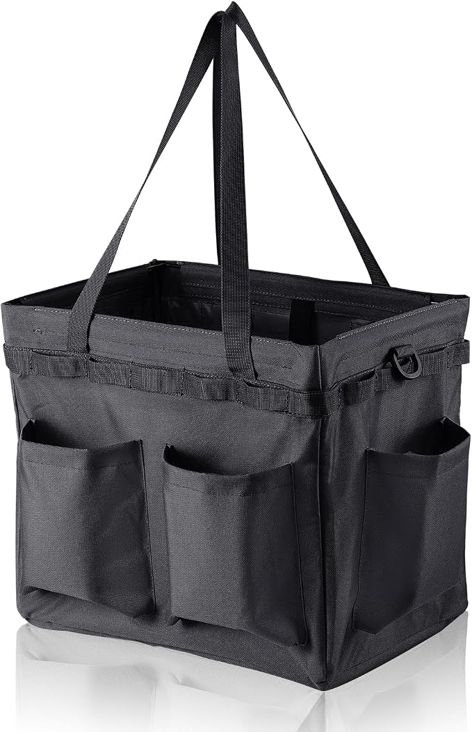 Car Trunk Organizer Multifunctional Storage Toolbox Carry Griddle,Large Grill Utensils Accessory Grilling Tools Basket Carrying Caddy Tool Tote Bag Storage Box Camp Cooking bbq Outdoor(Black)