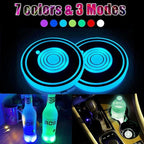 2PCS LED Car Cup Holder Lights, Car Coasters for Cup Holders 7 Colors Changing USB Charging Mat Waterproof Cup Pad, Car Gifts for Men & Women