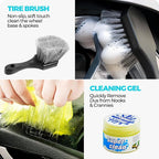 30Pcs Car Detailing Kit for Interior, Exterior and Wheel Cleaning | Brushes, towels, wash mitt, cleaning gel, detail brushes and extendable-handle duster for vehicle, home and office care tasks