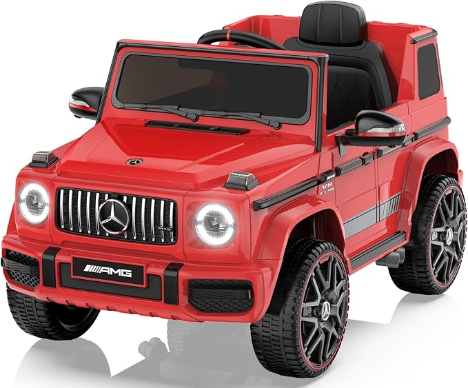 Licensed Mercedes-Benz G63 Car for Kids, 12V 7AH Ride on Car w/Parent Remote Control, LED Headlights, Music Player & Horn, Soft Start, Low Battery Prompt, Kids Electric Car, Red