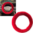 Fluffy Steering Wheel Cover for Women Fuzzy Steering Wheel Cover Winter Warm Faux Wool Plush Car Wheel Cover Furry Steering Wheel Protector Universal Fit 15 Inch (Red)