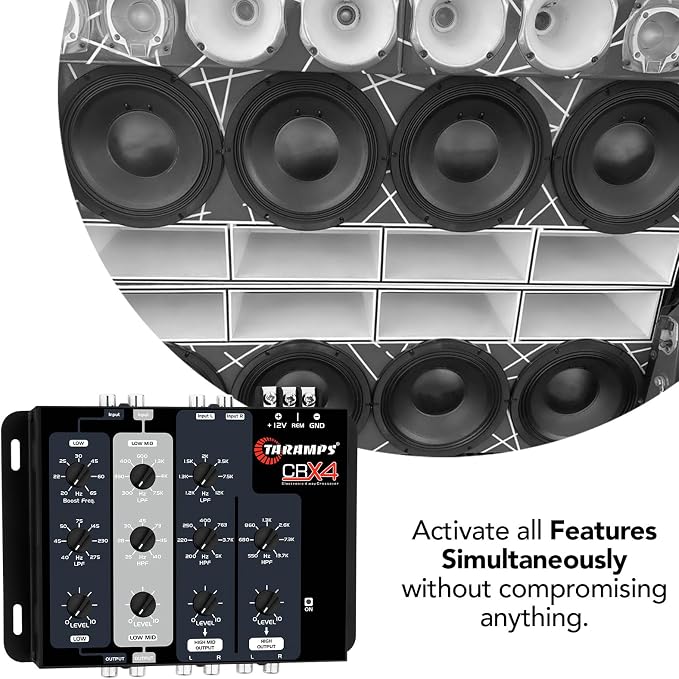 Crx4 Electronic 4 Way Crossover Rca Channels 8 Volts Rms Car Audio Processor Stereo Equalizer Great for Low/High with Bass Boost, Compact Size