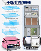 Golf Trunk Organizer, Waterproof Car Golf Locker with Separate Ventilated Compartment for 2 Pair Shoes, Golf Storage for Balls, Tees, Cap, Clothes, Gloves, Accessories, Gifts for Men, Women