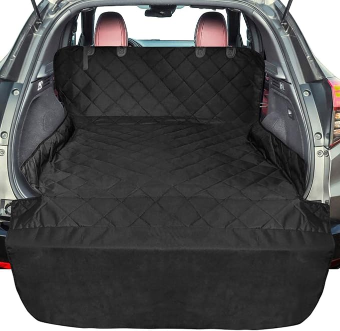SUV Cargo Liner for Dogs, Upgraded Extra Large Water Resistant Pet Cargo Cover Dog Seat Cover Mat for SUVs with with Bumper Flap for Full-Size SUVs Vans, Black