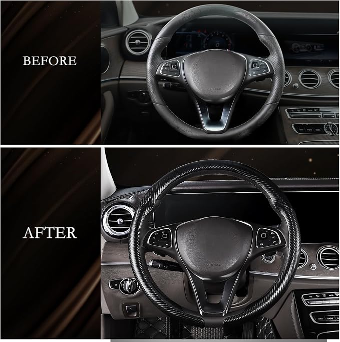 Car Steering Wheel Cover Carbon Fiber, Ultra-Thin Car Steering Wheel Cover,Comfortable & Breathable Microfiber,Universal Fit for Most Cars