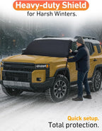 Car Snow Cover Compatible for Toyota Landcruiser | Windshield Cover for Ice and Snow with S-Hook Straps | Heavy-Duty 600D Oxford Winter Car Cover, Waterproof & Anti-Slip