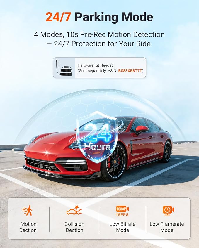 New N4S 3 Channel Dash Cam, STARVIS 2 Night Vision, Front Rear Inside Dashcam for Cars, Front and Rear Dual Channel, PlatePix Tech, Parking Mode, Wi-Fi, GPS, 2" IPS, Support 1TB (RC18)