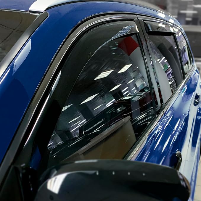 Goodyear Shatterproof in-Channel Window Deflectors for Toyota Highlander 2014-2019, Rain Guards, Window Visors for Cars, Vent Deflector, Car Accessories, 4 pcs - GY008034