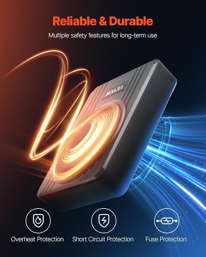 8" 400W Underseat Car Subwoofer, Slim Powered Car Subwoofers Under The Seat, Low Profile Audio Sub Built-in Amplifier, High/Low Level Input & Volume Controller for SUVs, Car, Truck, RV