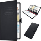 Car Registration and Insurance Holder, Leather Car Glove Box Organizer, Cool Car Accessories for ID, Driver's License Cards & Essential Document, Men&Women, Black#2