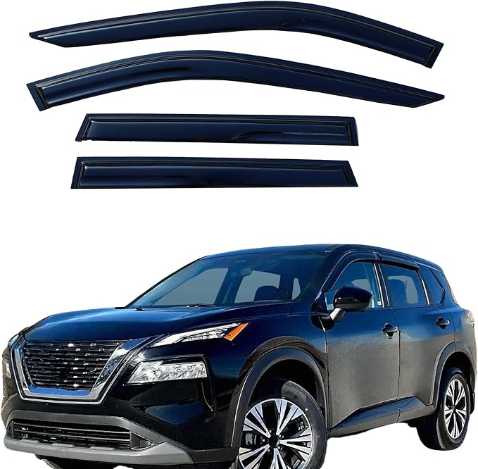 Window Visors Rain Guards for 2021-2025 Nissan Rogue S/SV/SL/Platinum | Window Wind Deflectors Vent Visors | Anti-UV & Noise Reduction | Easy Installation & Weatherproof Design