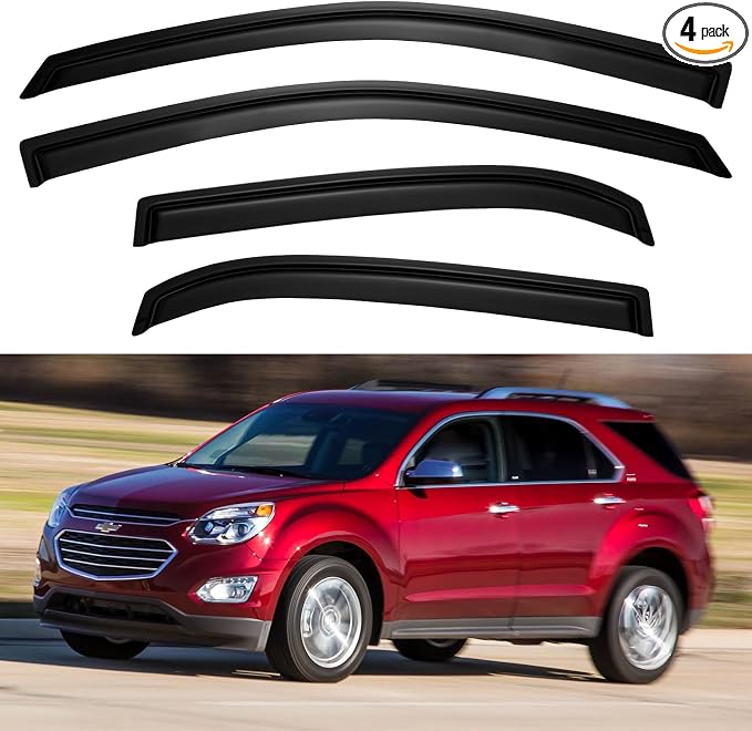 Window Visors Rain Guards for 2010 2011 2012 2013 2014 2015 2016 2017 Chevy Equinox, Out-Channel Window Vent Wind Deflectors Visors Shades for 10-17 Equinox