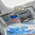 Car Sun Visor Organizer, Leather Storage Pocket Sun Visor Pouch with Zipper for Cards License Registration Pen Glasses Document, Fits Most Car SUV, Auto Interior Accessories for Men Women (Gray)