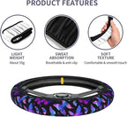 Butterfly Blue Purple Steering Wheel Cover Car Accessories Cute for Women Girls Girly Universal 15 Inch Neoprene Auto Interior Decor Anti Slip Car Truck Protector