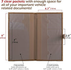 Registration and Insurance Card Holder - Car Organizer - Brown | Vehicle Glove Box Document Organizer, Auto Essential Paperwork Holder for Contact Information Cards, Interior Car Accessories
