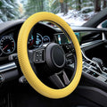 Car Steering Wheel Cover, Thin Anti-Skid Silicone Steering Wheel Cover for Men & Women, Universal Automotive Interior Accessories for Most Cars (Bright Yellow)
