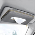 Car Tissue Box, Leather Auto Sun Visor Napkin Case Tissue Case Holder with Zipper, Sunvisor Paper Towel Storage Box Napkin Organizer for Most Vehicles, Car Accessories (Gray)