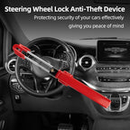 Steering Wheel Lock for car Universal Adjustable Length Anti-Theft Device Car Locks Double Hook Locks for Car SUV Pickup Truck Van(Red)