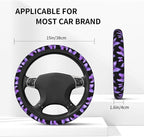 Butterfly Purple Steering Wheel Cover +2Pc Car Coasters Universal 15In | Beauty Butterfly Breathable Anti-Slip Car Suitable for Men Women