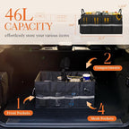Trunk Organizer - Car Organizer with 5 Pockets, Trunk organizer for SUV, Sedan & Van, Car Organization with Sturdy Base Panel for Car Accessories, Black, 2 Compartments, 21.3"×12.6"×10.6"