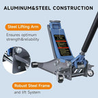 3 Ton（6600lbs） Hydraulic Floor Jack, Lifting Range 2.87"-19.69",Heavy Duty Low Profile Jack with Dual Piston Quick Lift Pump, Heavy Duty Steel Floor Jack for Cars, SUVs and Trucks